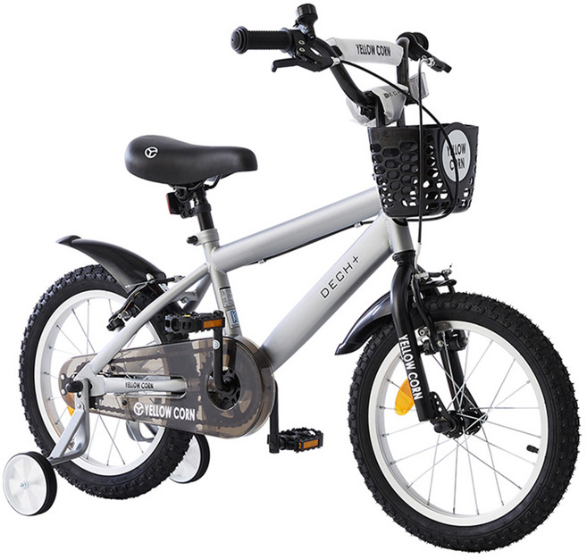 옐로우콘 아동용 데크 Plus 네발 보조 바퀴 자전거 45.7cm, 매트실버, 126cm, 1개