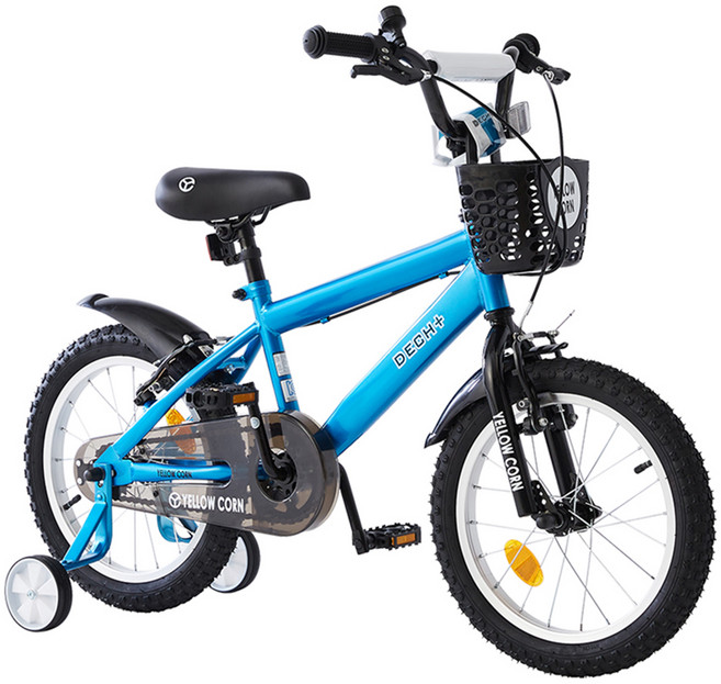 옐로우콘 아동용 데크 Plus 네발 보조 바퀴 자전거 45.7cm, 스카이블루, 126cm, 1개