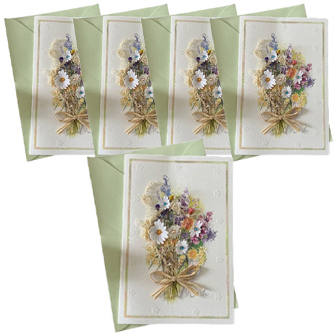 마켓감성 말린 꽃 장식 엽서 카드, 타입1, 5개