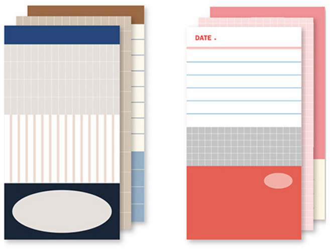 모노라이크 트리플 메모패드 플랜 80 x 148 mm 2종 A세트, NAVY, RED, 1세트