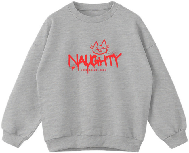 제니 아동용 오버핏 너티 기모 맨투맨 JN5008M