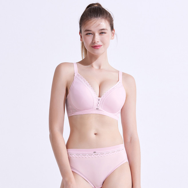 원더브라 여성용 와이어프리 브라 + 팬티 세트 WB166 WBW4N1