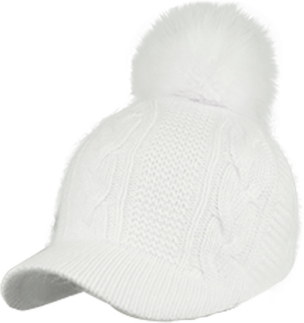 루페오 여성용 겨울 방한 앙고라 니트 방울 골프 모자, 화이트, 1개