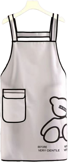 특별한상점 TPU 방수 미술 미용 주방 앞치마 멜빵 라인, 화이트 베어