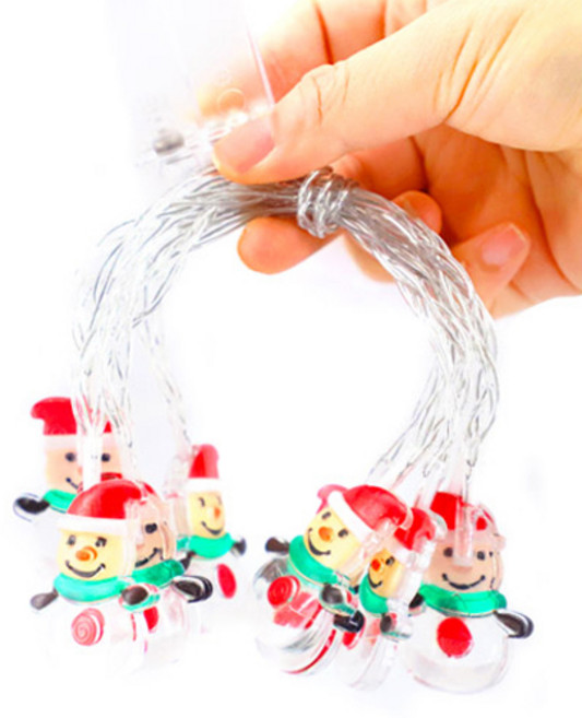 스투피드 LED 아크릴캡 건전지 눈사람 전구 크리스마스 가랜드, 혼합색상, 1개