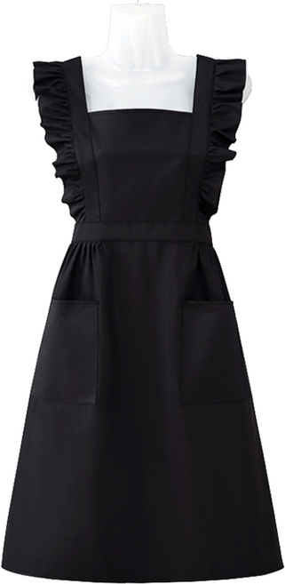 특별한상점 러블리 프릴 다용도 방수 앞치마, 블랙