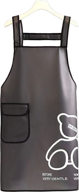 특별한상점 TPU 방수 미술 미용 주방 앞치마 멜빵 라인, 블랙 베어