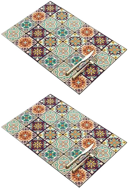 위드윈 오리엔탈 드라잉 식기 식탁 매트, 오렌지, 40 x 30 cm, 2개