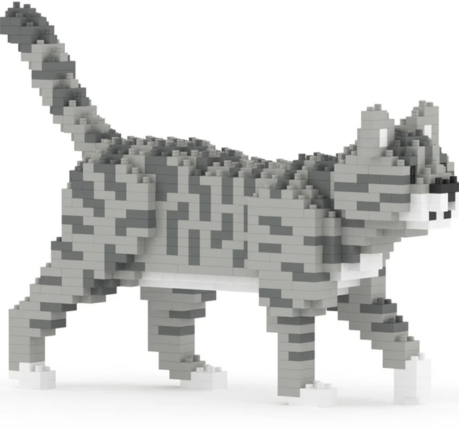 JEKCA 미니 고등어 태비 연한색 고양이 블럭 S, 혼합색상, 1개