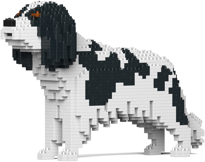 JEKCA 카바리에 킹 찰스 스파니엘 강아지 블럭 S, 검 + 흰, 1개