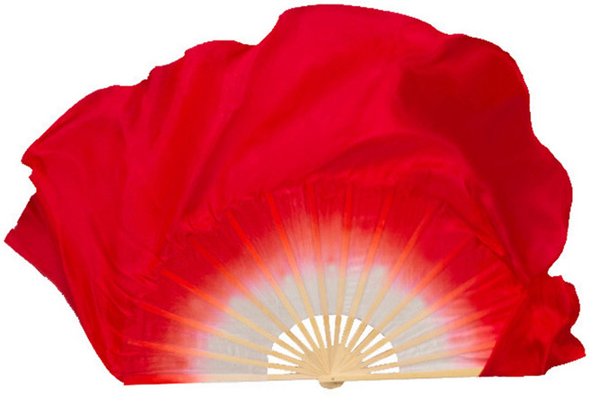 마켓피아 레드 그라데이션 전통 실크 너슬 무용부채 10cm, 1개, B타입