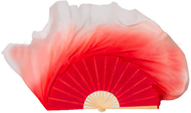 마켓피아 레드 그라데이션 전통 실크 너슬 무용부채 30cm, 1개, A타입