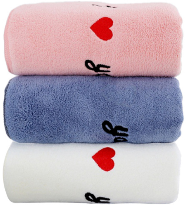 올웨일리 자수 레터링 극세사 타월 수건 3종 세트 TSP1553, No 2, 1세트