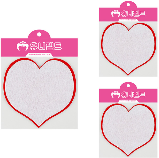 유니아트 펠트 하트판, 빨강, 3개