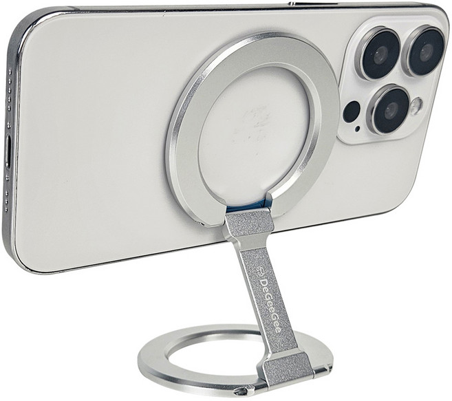 디지지 M 트윈링 맥세이프 접이식 스마트링 휴대폰 거치대, 메탈실버, 1개