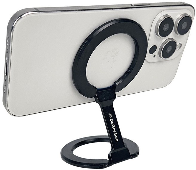 디지지 M 트윈링 맥세이프 접이식 스마트링 휴대폰 거치대, 메탈블랙, 1개