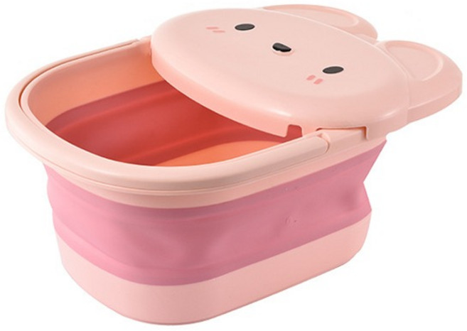 피어니스트 욕실 접이식 토끼 덮개 멀티바스켓, 핑크, 1개