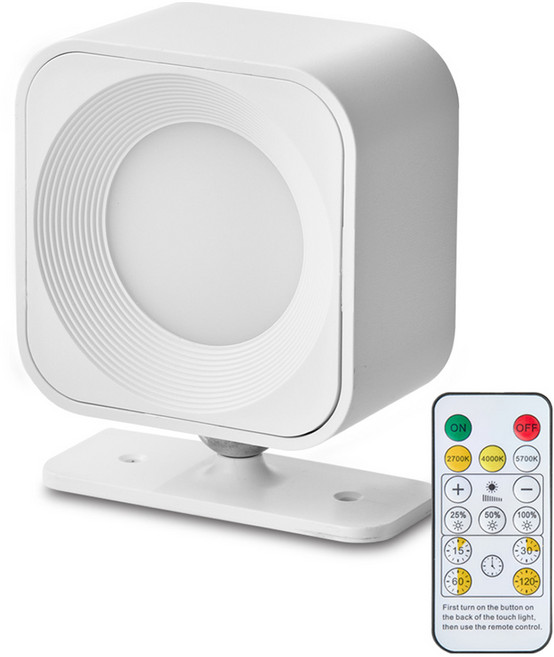 멀티탁 글로우 360도 터치식 무선 3색변환 밝기조절 벽조명 무드등 사각, 혼합색상
