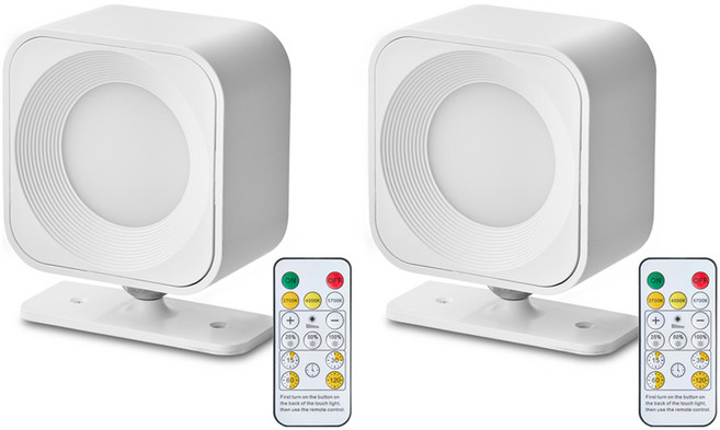 멀티탁 글로우 360도 터치식 무선 3색변환 밝기조절 벽조명 무드등 사각 2p, 혼합색상