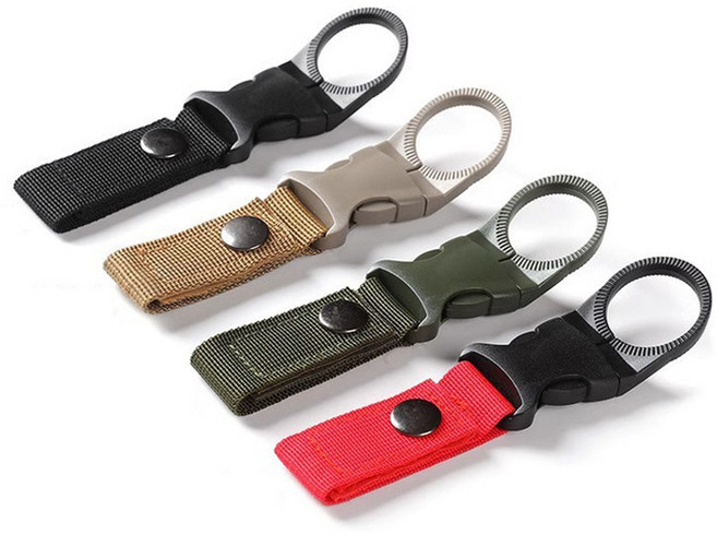 브링엔 휴대용 생수 물병 고리 홀더 일반형 4종 세트, 블랙 + 올리브 + 카키 + 레드, 1세트