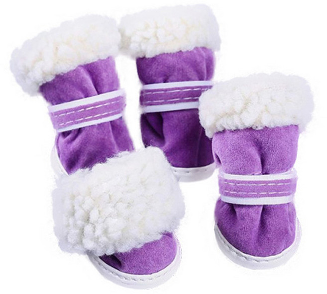 랜보어 반려동물 윈터 털기모 신발, 퍼플, 1개