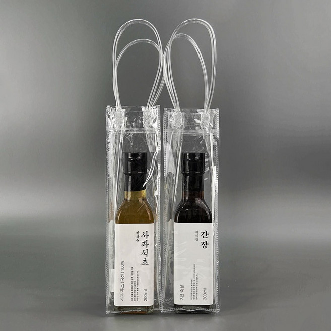 미르코리아 PVC 투명 비닐 와인 쇼핑백, 10개입, 1개