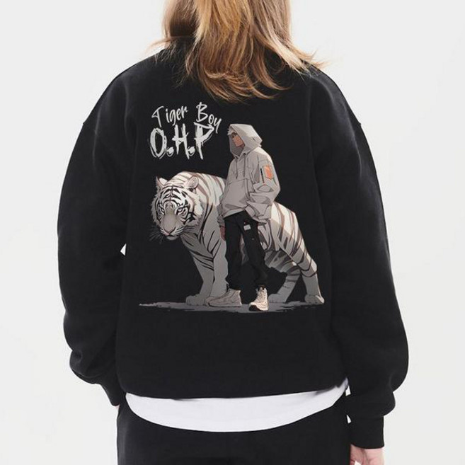 원헌드레드퍼센트 남녀공용 하르모니아 b백호와소년 기모 맨투맨