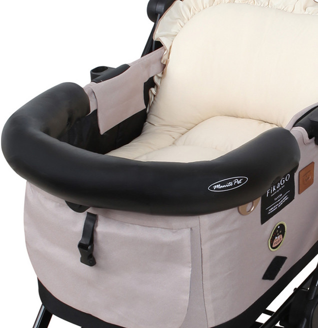 마니또펫 강아지 유모차 스마트범퍼 가드쿠션, 샤이니스킨 베이직 블랙, 1개