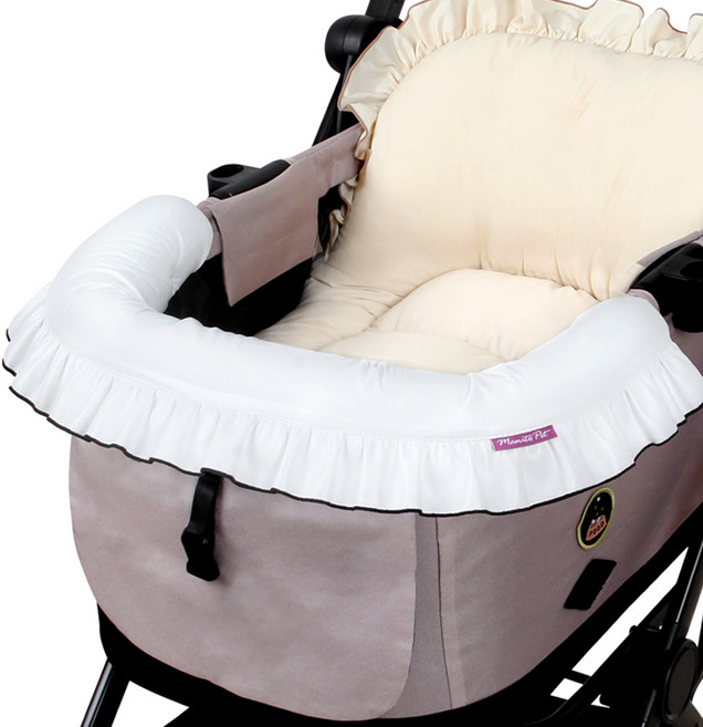 마니또펫 강아지 유모차 스마트범퍼 가드쿠션, 샤이니스킨 프릴 화이트, 1개