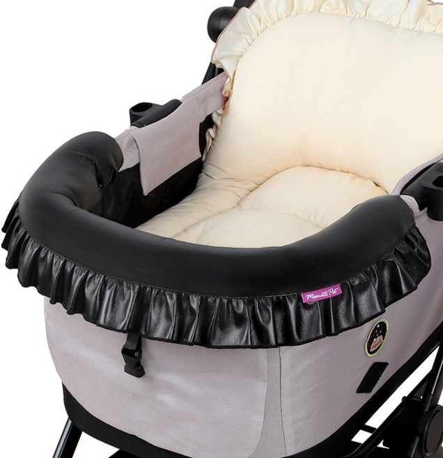 마니또펫 강아지 유모차 스마트범퍼 가드쿠션, 샤이니스킨 프릴 블랙, 1개