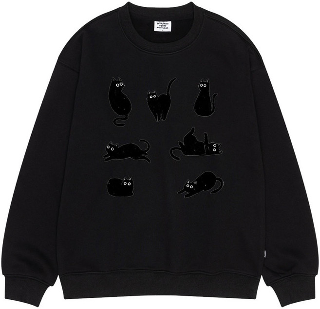 오티디 프리미엄 텐타 덤블 기모 오버핏 검은고양이 보온 맨투맨 OT31001