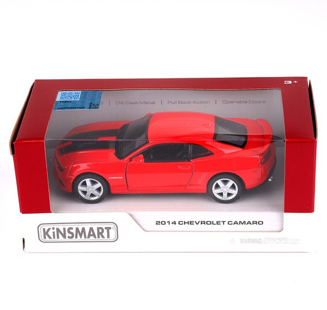 KiNSMART 2014 雪佛蘭 Camaro 條紋汽車可動玩具 KT5383F, 紅色, 1個