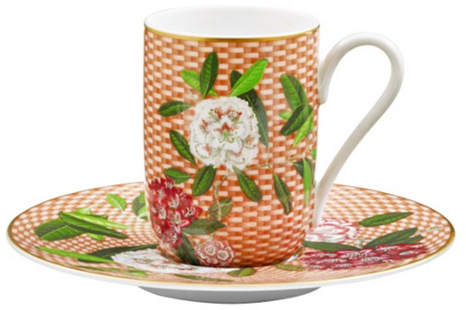 레이노리모주 트레조 플로리 베이지 에스프레소컵 + 소서 세트, 혼합색상, 1세트