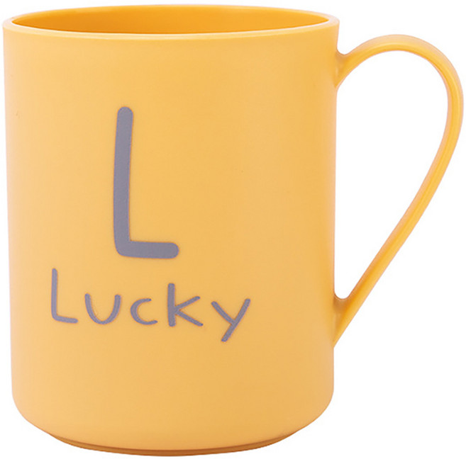 몬드스팟 이니셜 컬러 손잡이 욕실 양치컵, 옐로우, 1개