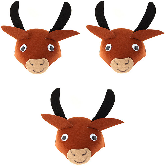 파티공구 부직포 동물모자, 황소, 3개