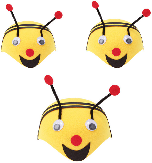 파티공구 부직포 동물모자, 꿀벌, 3개