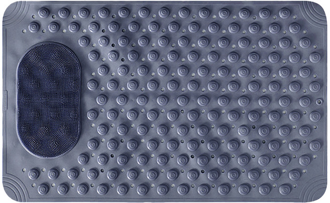 더자카 미끄럼방지 발바닥 욕실 브러쉬매트, 그레이, 1개