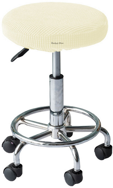 마켓플랜 소프트 극세사 원형 의자커버, 아이보리, 1개