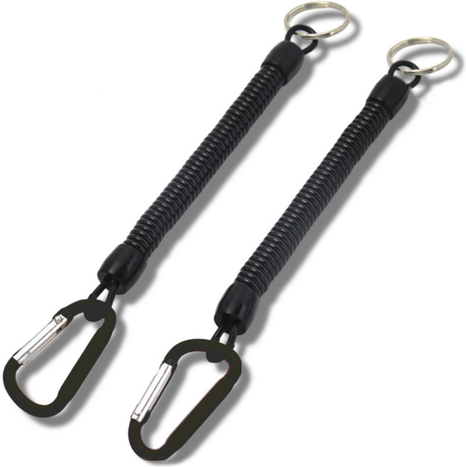 고강도 분실방지 안전고리 스프링줄 2p, 블랙