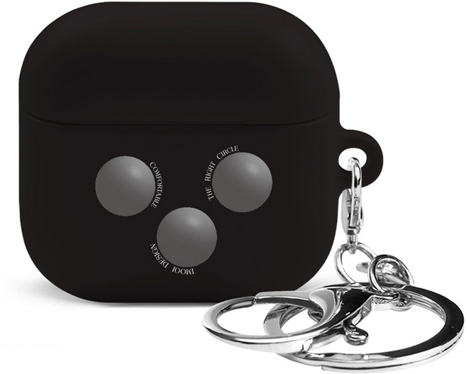 아이무이 시즌3 에어팟 4세대 케이스 + 하드 키링 세트, 써클 스몰블랙, 1세트