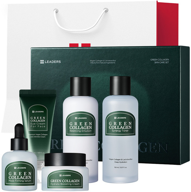 리더스 그린 콜라겐 스킨케어 5종 세트 + 쇼핑백, 1세트