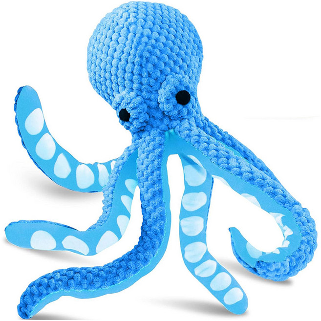럭키페터 강아지 문어 삑삑이 터그놀이 장남감, 문어 블루, 1개