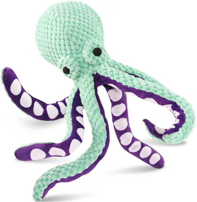 럭키페터 강아지 삑삑이 터그놀이 장난감, 문어민트, 1개
