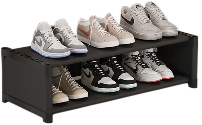 코히모 신발정리대 현관 수납 2단 4W359, 블랙, 1개