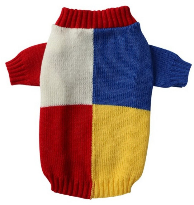 MAAH 강아지 배색 라운드넥 니트, A타입, 1개