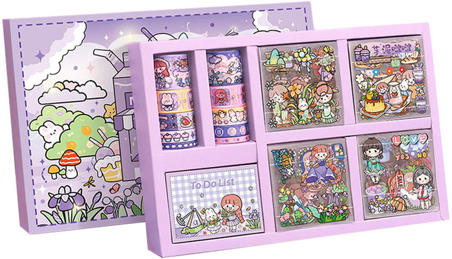 아이두일상취미 아카의 스티커박스 다꾸 떡메 스티커 세트, 블루베리, 1세트