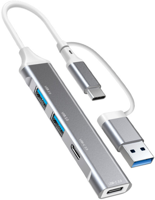 코시 멀티 4포트 허브 UH4133CA, 실버, 1개