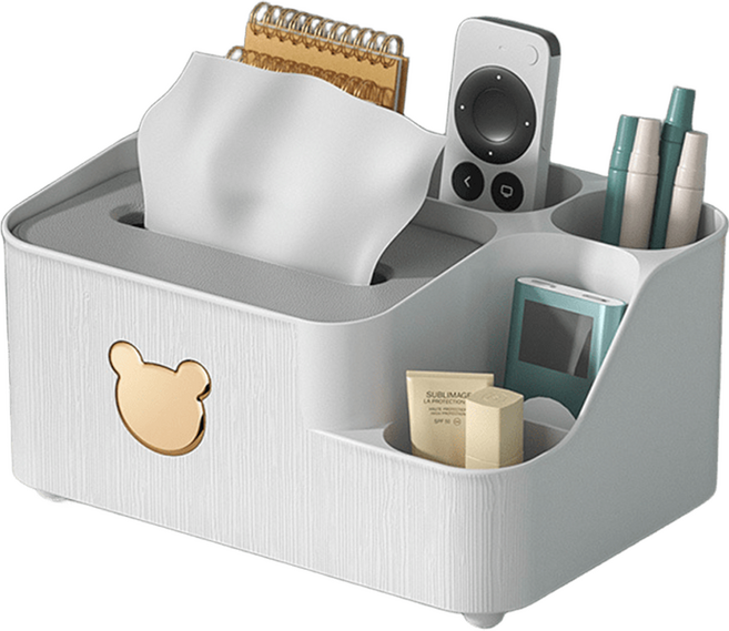 레드봄봄 다용도 수납 티슈 케이스 겸 소품 보관함, 화이트, 1개
