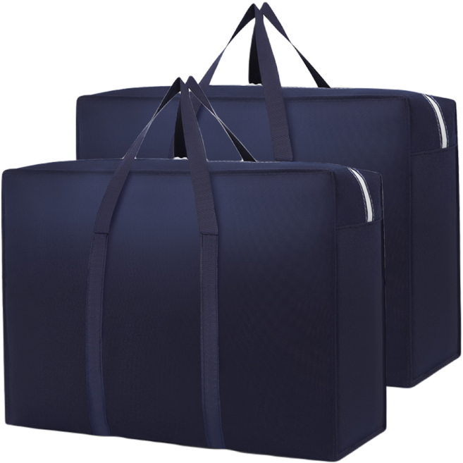 위드웨일 대용량 캠핑 수납 정리 부직포 이불 가방, 네이비, 2개