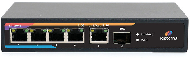 넥스트유 2.5Gbps 5포트 TP / 10G SFP / 언매니지드 POE 스위치 허브, NEXTU-POE9255GS-10G, 1개